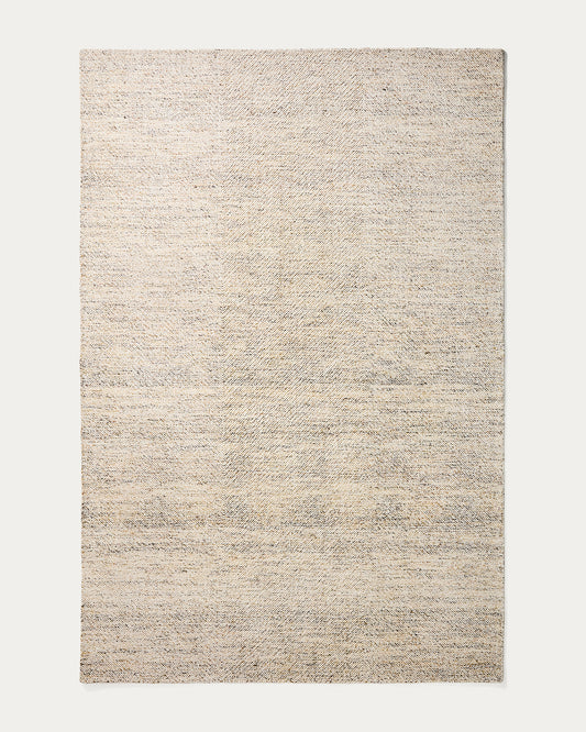 Lenuo ecru wool and cotton jacquard rug 200 x 300cm
