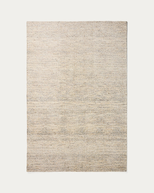 Lenuo ecru wool and cotton jacquard rug 160 x 230cm