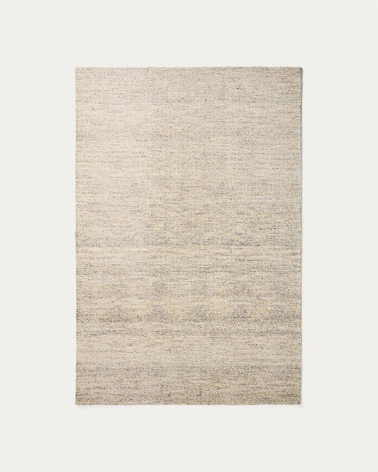 Lenuo ecru wool and cotton jacquard rug 160 x 230cm