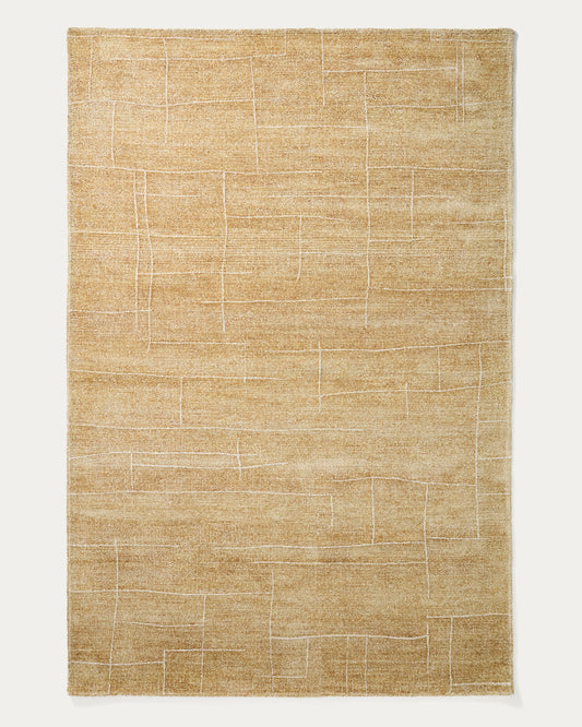 Eloda mustard wool and viscose rug 200 x 300cm
