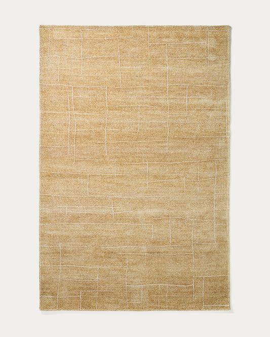 Eloda mustard wool and viscose rug 200 x 300cm