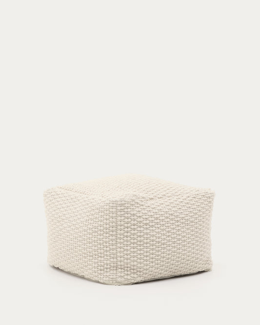 Mascarell pouffe, cotton and polyester in white, 60 x 60 cm