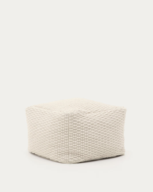 Mascarell pouffe, cotton and polyester in white, 60 x 60 cm