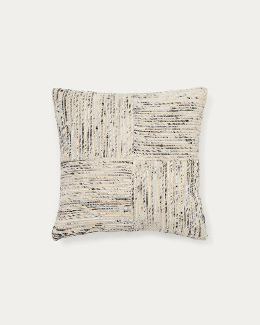 Anuba beige and black checked jacquard cushion cover 45 x 45cm