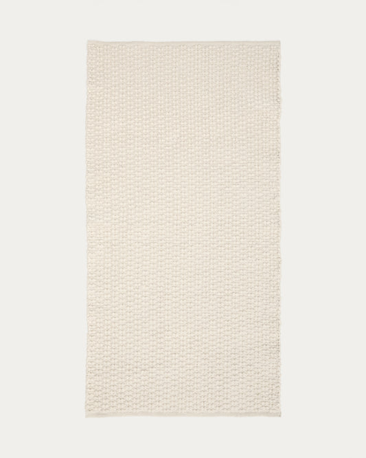 Runner rug Mascarell white cotton and polyester 70 x 140 cm