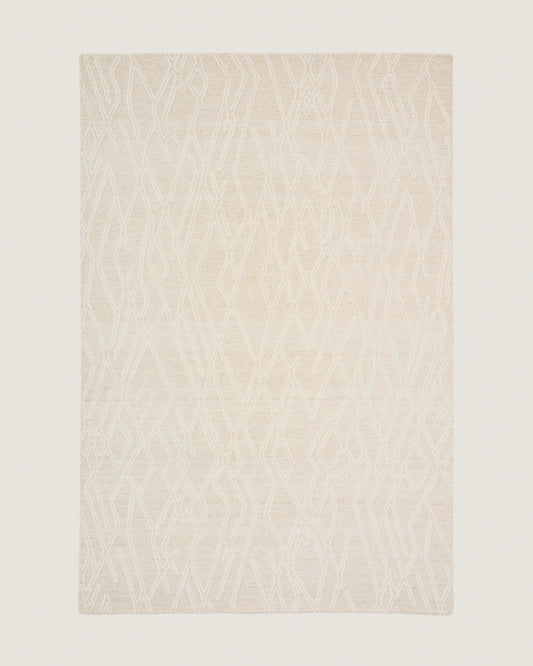 Selira beige wool rug with embroidered effect 300 x 200cm