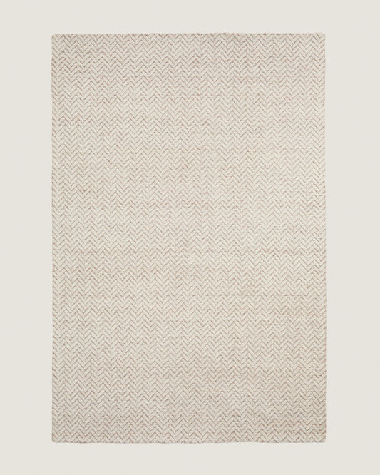 Calira beige woven jacquard wool rug 300 x 200cm