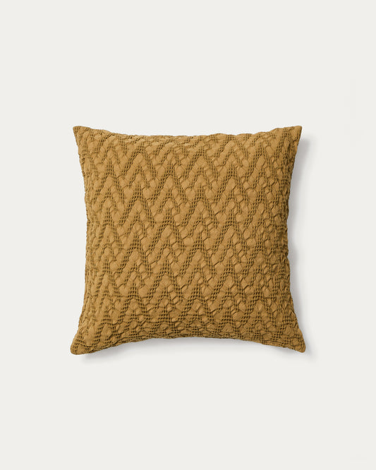 Evone cushion cover 100% cotton with waffle texture mustard 50 x 50 cm