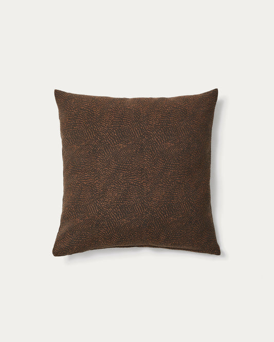 Junie cushion cover in brown cotton jacquard 50 x 50 cm
