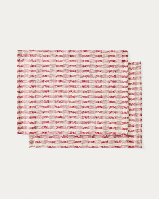 Coren set of 2 placemats in contrasting red 100% cotton jacquard 35 x 50cm