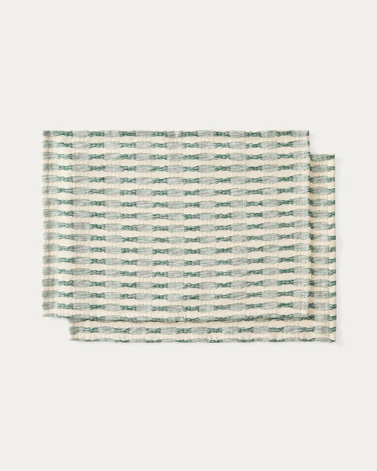 Coren set of 2 placemats in contrasting green 100% cotton jacquard 35 x 50cm