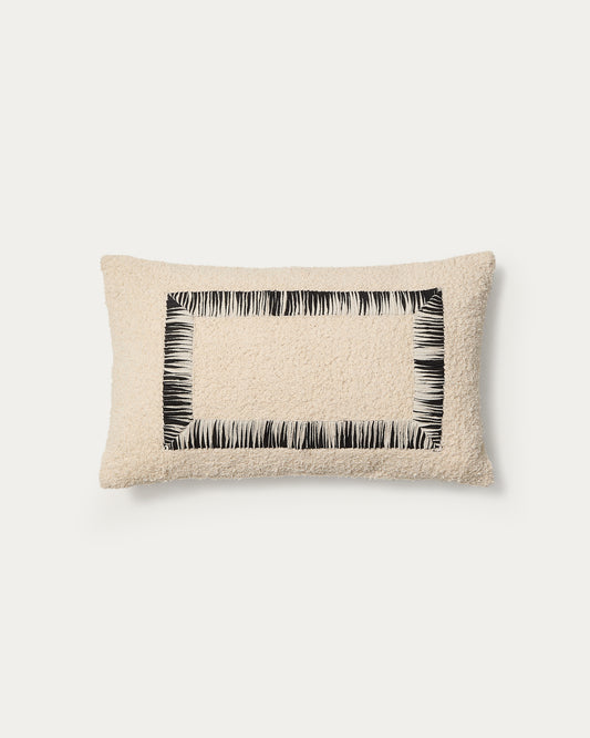 Enari beige and black cotton cushion cover 50 x 30cm