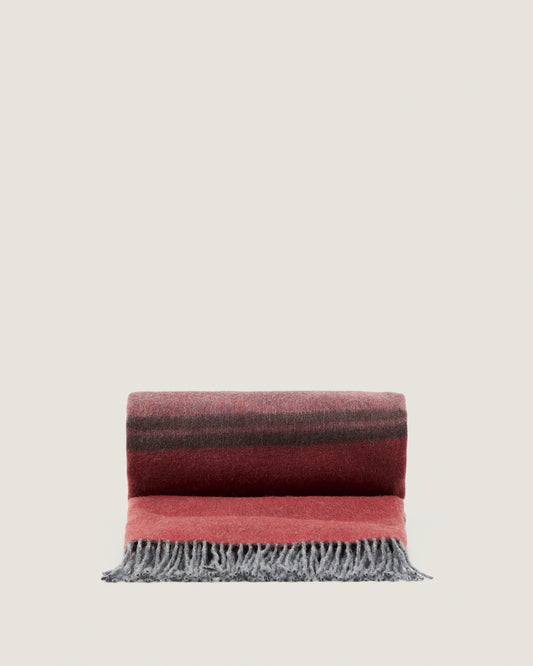 Zunara multicoloured double-sided wool blend blanket with fringing 170 x 130cm