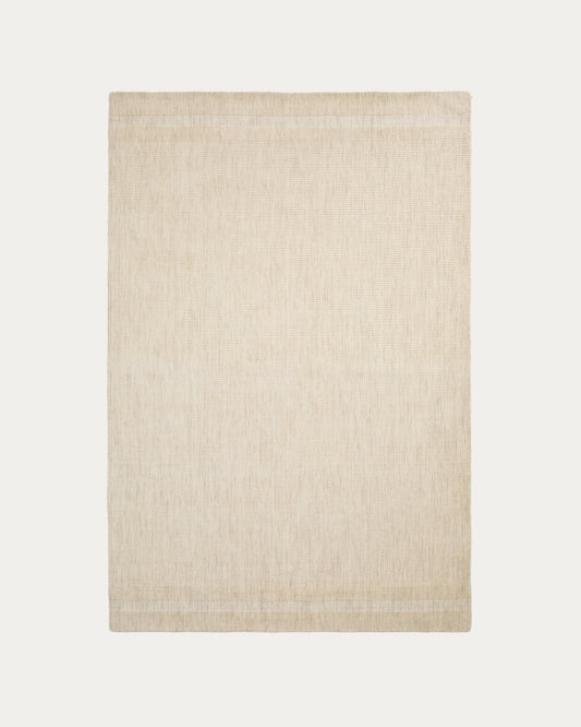 Dalena beige striped jacquard wool rug 230 x 160cm