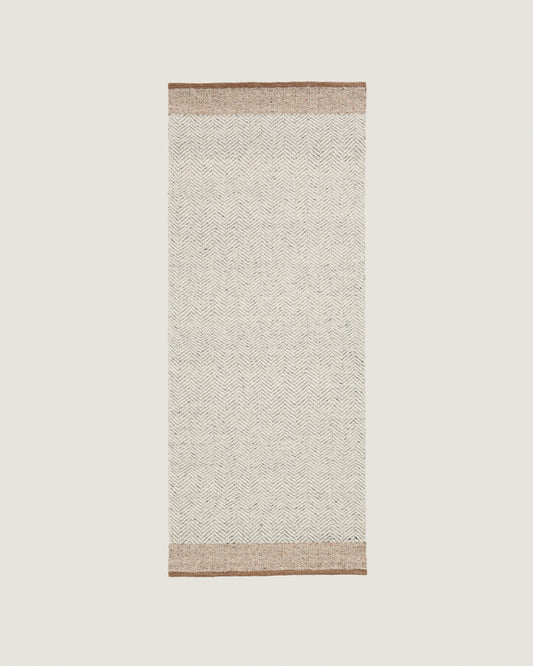 Nifelia beige wool jacquard runner rug 200 x 80cm