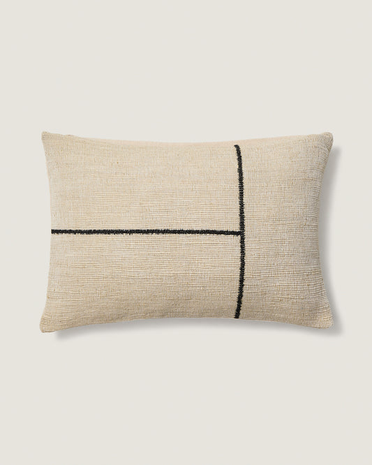 Anvera beige viscose jacquard cushion cover with black contrasting lines 40 x 60 cm