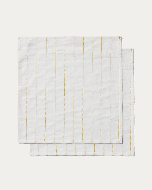 Anila set of 2 yellow cotton jacquard napkins 35 x 35cm