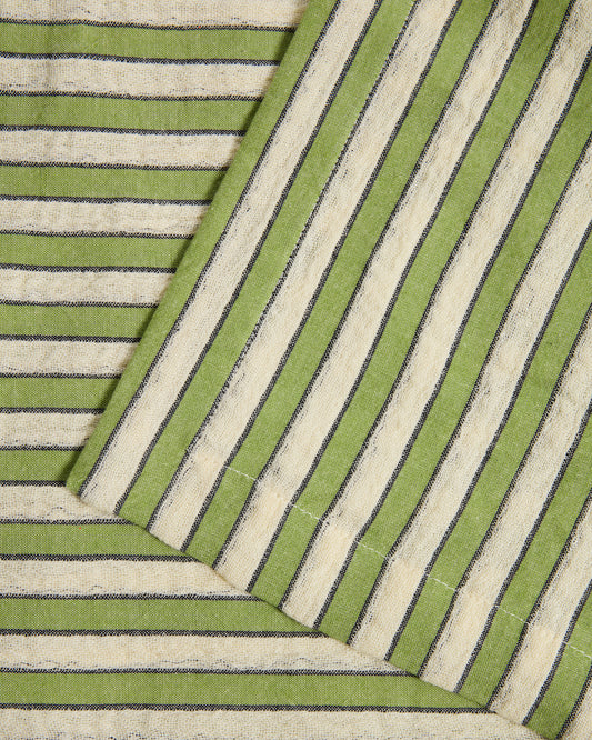 Ulena green striped 100% cotton tablecloth 170 x 250cm