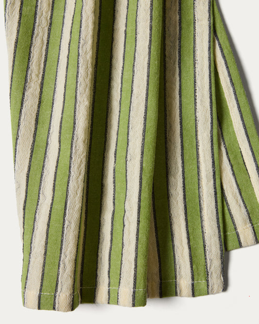 Ulena set of 2 green striped 100% cotton napkins 35 x 35cm