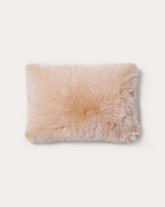 Lisara ecru two-tone faux-fur cushion cover 40 x 60cm