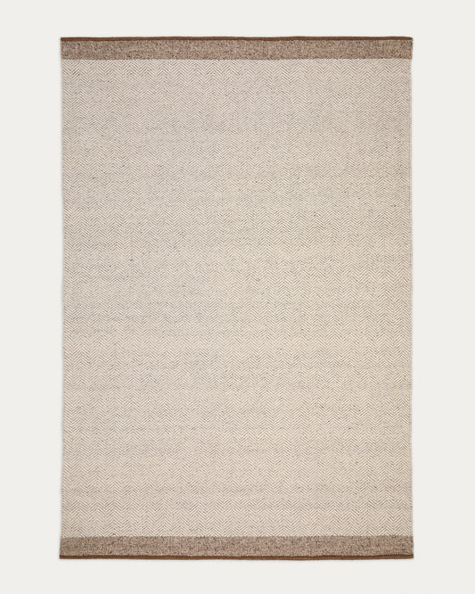 Nifelia beige wool jacquard rug, 200 x 300 cm