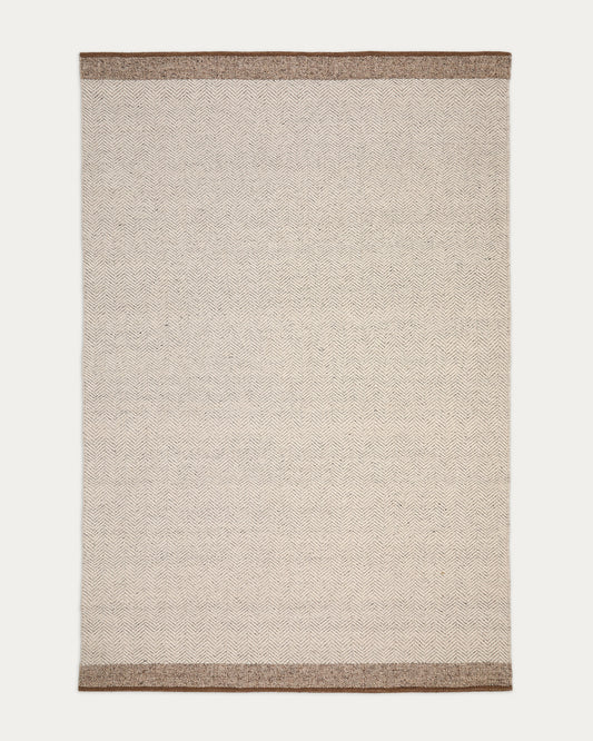 Nifelia beige wool jacquard rug, 200 x 300 cm