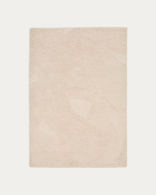 Domm white wool rug, 160 x 230 cm