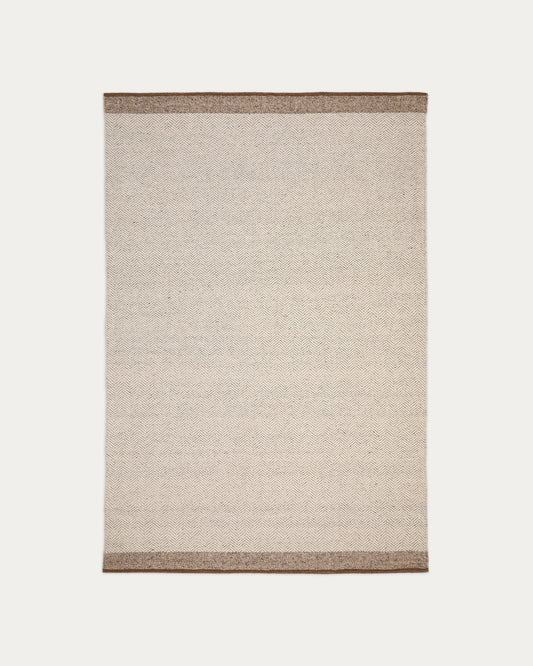 Nifelia beige wool jacquard rug, 160 x 230 cm