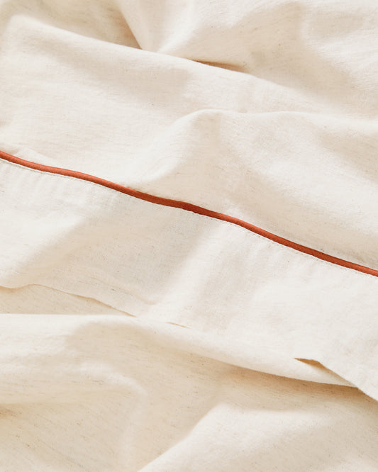 Virelda top sheet in cotton and linen with contrasting scalloped edge for 90 cm bed