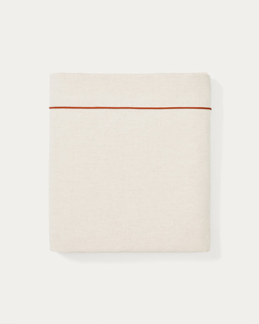 Virelda top sheet in cotton and linen with contrasting scalloped edge for 180 cm bed