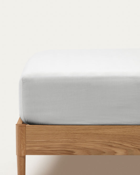 Teia 100% cotton percale fitted bed sheet, 180 thread count, white, for 160 cm bed