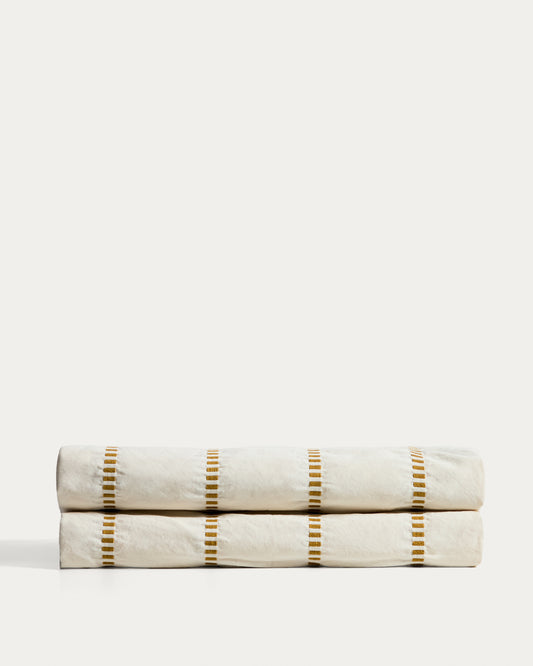 Lidala mustard striped 100% cotton jacquard bedspread for 150/160cm bed