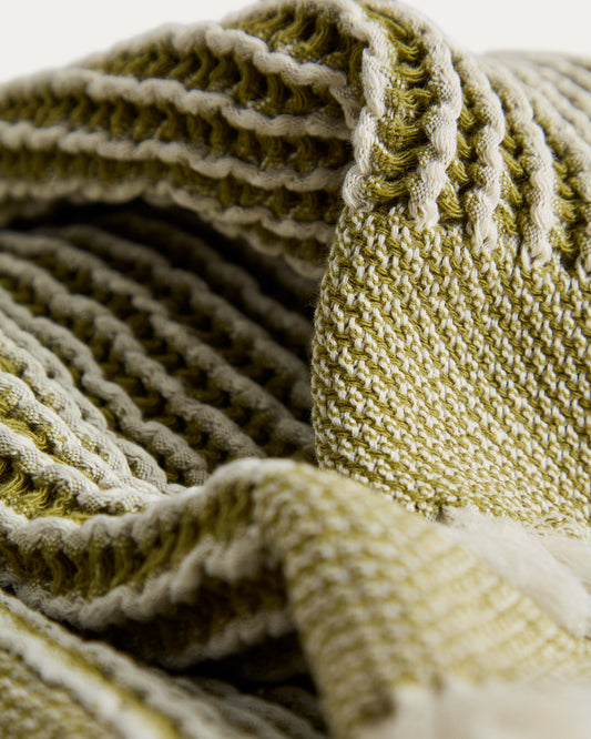 Lideba green striped cotton blanket 100 x 170cm