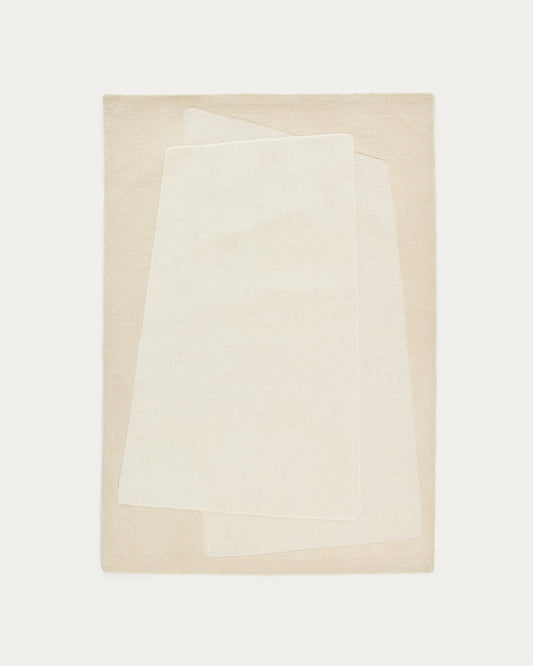 Dennie wool rug with beige graphic 160 x 230 cm
