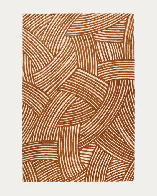 Poreni jacquard wool rug with a beige contrast 200 x 300 cm