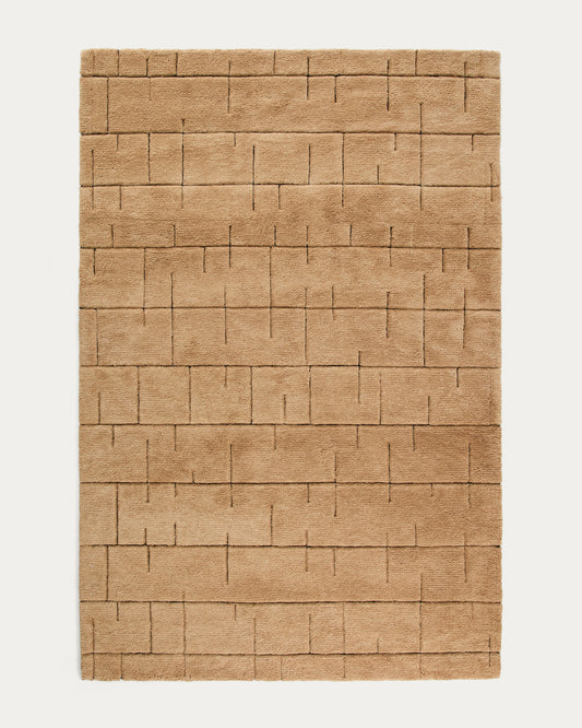 Helun wool rug with brown graphic 200 x 300 cm