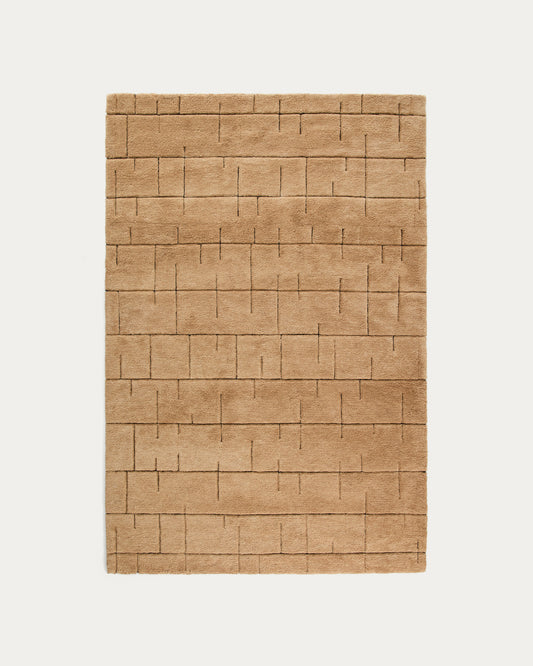 Helun wool and viscose blend rug with brown graphic 160 x 230 cm