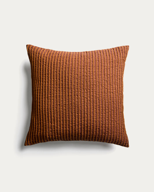 Tarilo orange 100% cotton pleated cushion cover 50 x 50 cm