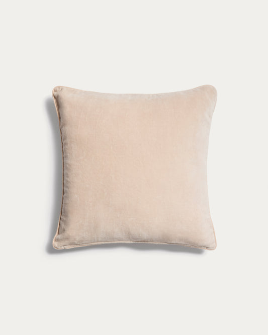 Ovelin beige and ecru velvet cushion cover 45 x 45 cm
