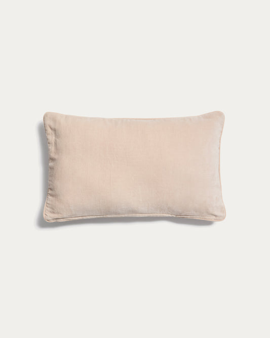 Ovelin beige and ecru velvet cushion cover 30 x 50 cm