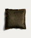 Ladira velvet cushion cover with piping and green embroidered detailing 45 x 45 cm