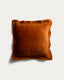 Ladira velvet cushion cover with piping and orange embroidered detailing 45 x 45 cm