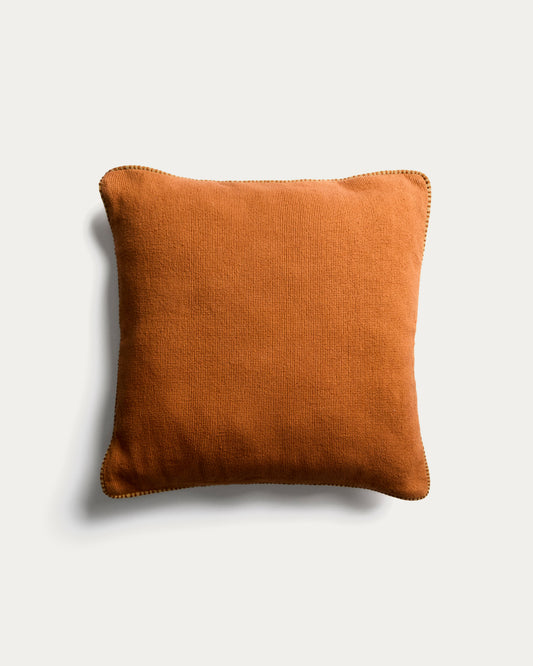 Lunor cushion cover with orange embroidered contrast piping 45 x 45 cm