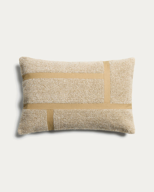Lomel micro bouclé cushion cover with ecru graphic detailing 40 x 60 cm