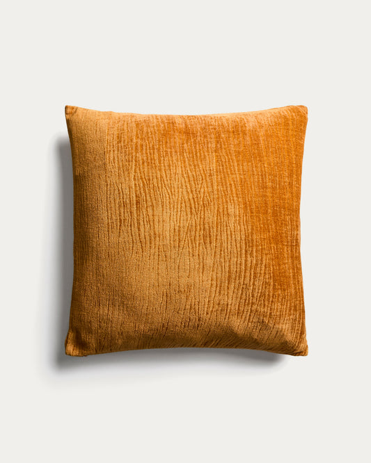 Vori 100%-cotton orange wrinkled effect cushion cover 50 x 50 cm