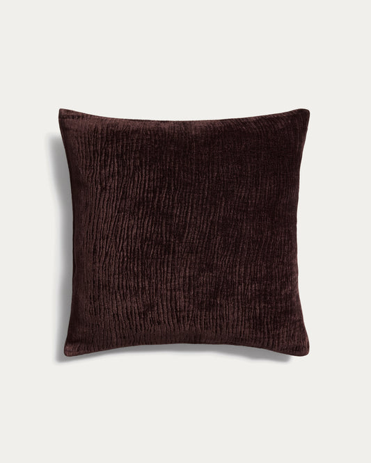 Vori 100% cotton brown wrinkled effect cushion cover 50 x 50 cm
