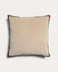 Niroi 100% beige velvet cotton cushion cover with ribbon detail 60 x 60 cm
