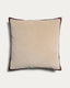 Niroi 100% beige velvet cotton cushion cover with ribbon detail 60 x 60 cm