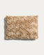 Oruma light brown astrakhan-effect faux fur cushion cover 40 x 60 cm