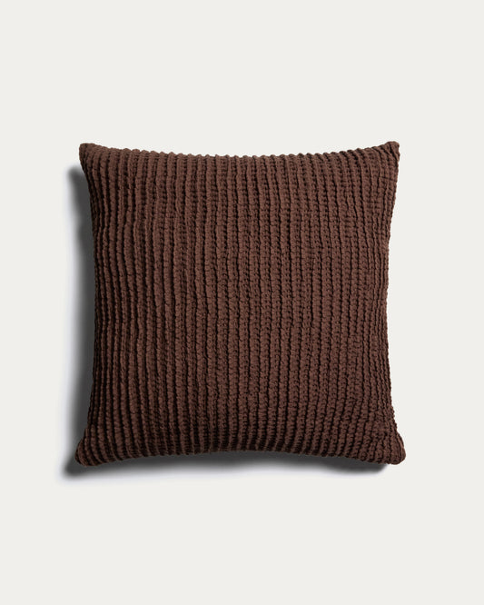 Solly 100%-cotton waffle brown cushion cover 50 x 50 cm